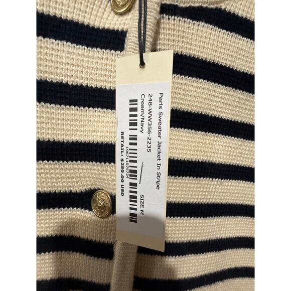 NWT Alex Mill Black and Cream Striped Paris Sweater Jacket Size M - Picture 8 of 10